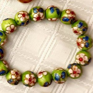 GREEN FLORAL CLOISONNE BRACELET